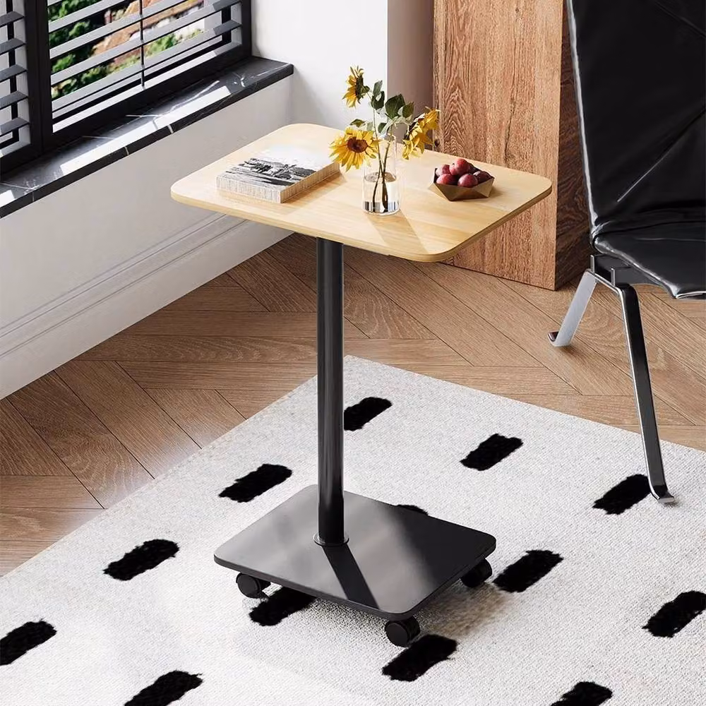 Kelvenix 2-Tier Mobile Side Table with Castors in Brown Light Walnut – 3
