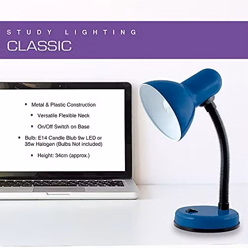 HOMELIFE Classic Flexi Desk Lamp in Midnight Blue, Height: 34 cm – 2