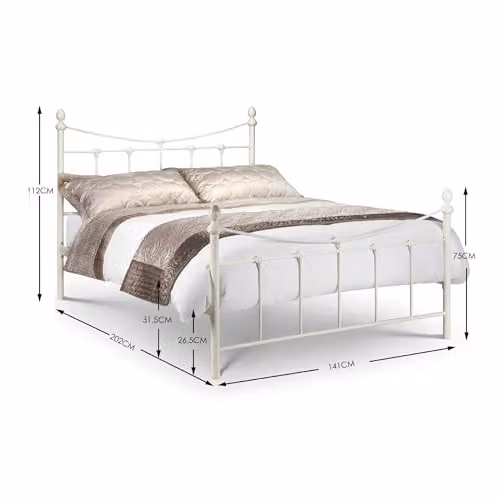 Julian Bowen Rebecca Metal Bed Frame in White and Gold, Double (140 x 200 cm) – 2