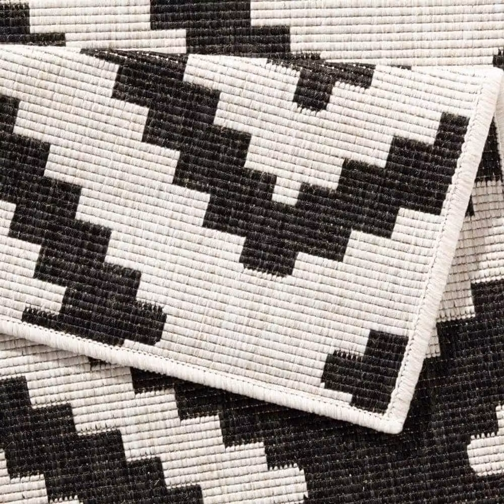 THE RUGS Malta Reversible Indoor Outdoor Flatweave Polypropylene Rug in Black, W: 80 cm, L: 150 cm – 2