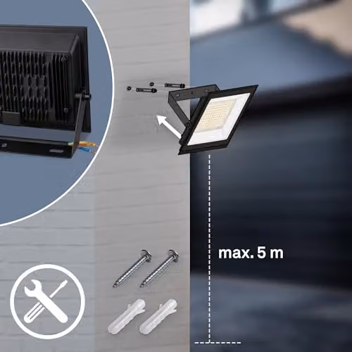 Briloner Black LED Outdoor Floodlight Wall Light, 20W, 1800lm, IP65, Adjustable, W/D/H: 11 x 14.5 x 3 cm – 3