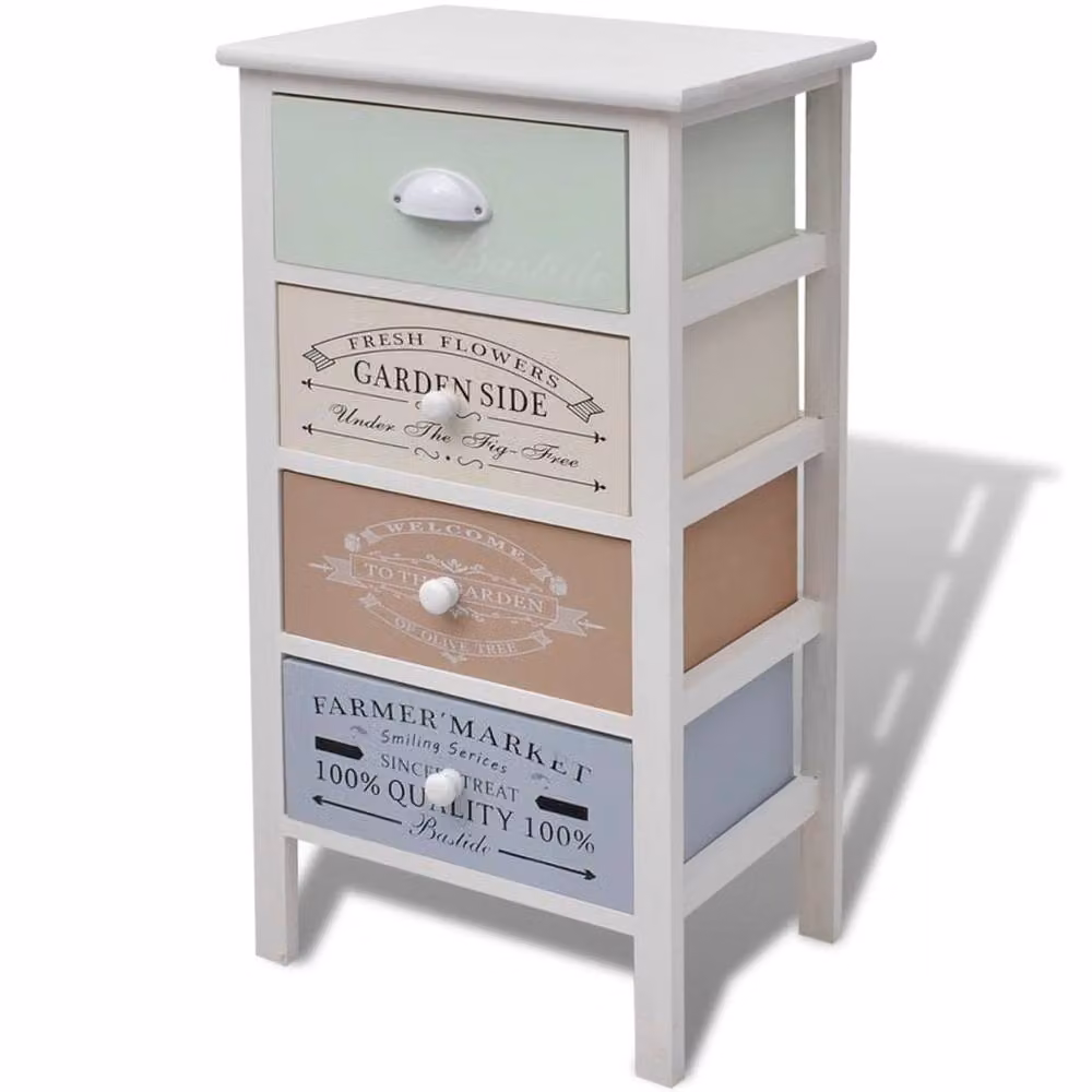 Berkfield Home French Style Wood Storage Cabinet with 4 Drawers in White – 2