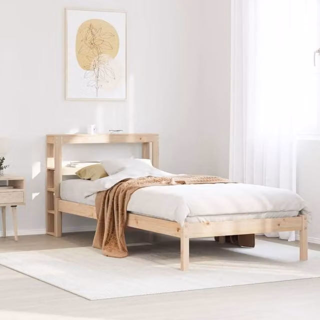 Berkfield Home Solid Wood Pine Bed Frame in Brown, W/D/H: 90 x 200 cm
