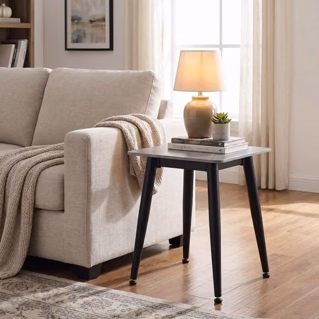 FWStyle Monaco Sintered Stone Grey Sofa End Lamp Table