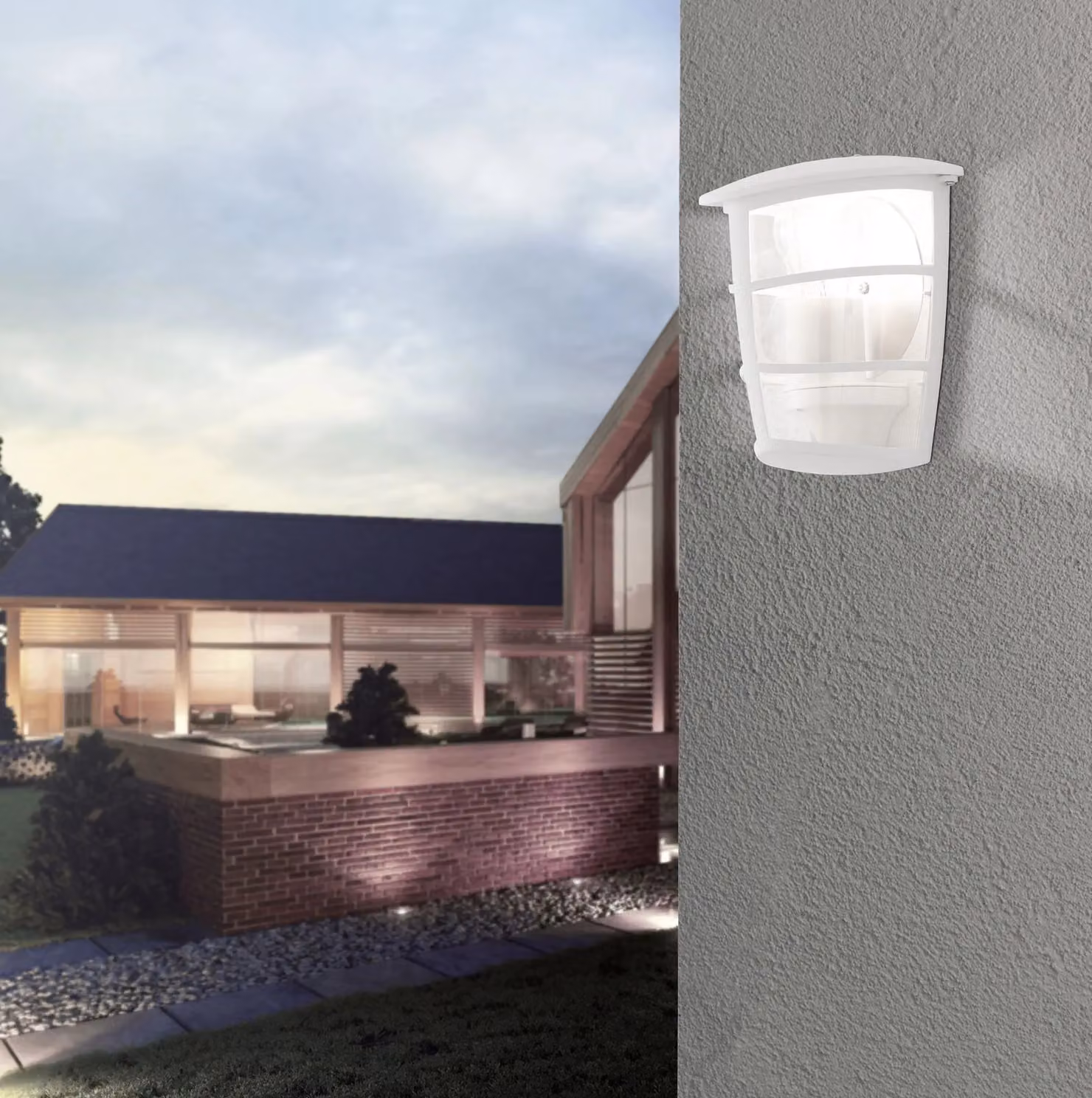 Loops 2 Pack IP44 Outdoor White Aluminium and Glass Wall Lanterns for Garden and Porch with E27 Bulb Holder – 2