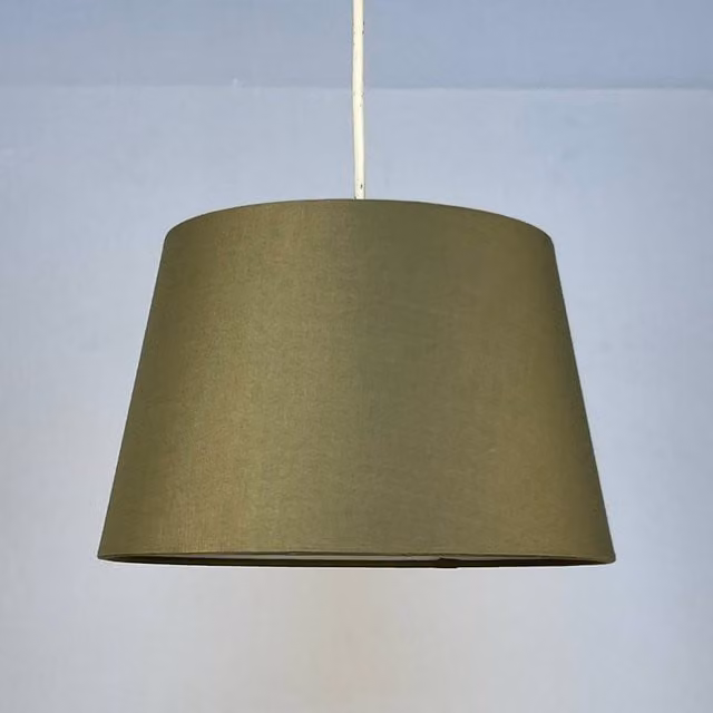 K LIVING Sage Green Tapered Drum Lampshade, Fabric and Plastic, Diameter: 25.0 cm