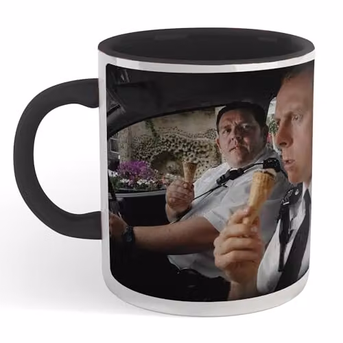 Zavvi Hot Fuzz Ice Cream Scene Ceramic Mug in Black and Multicolour