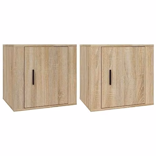 vidaXL Set of 2 Modern Bedside Cabinets in Sonoma Oak, W/D/H: 50 x 39 x 47 cm – 1