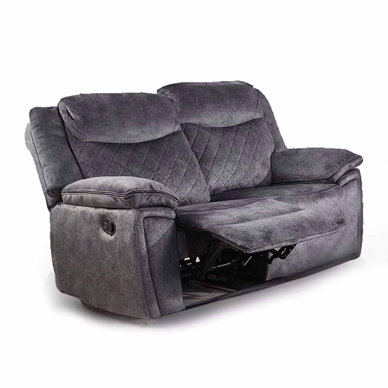 Furnishings For Less UK Brianna Grey Fabric 2 Seater Manual Recliner Sofa W/D/H: 152 x 95 x 104 cm – 2
