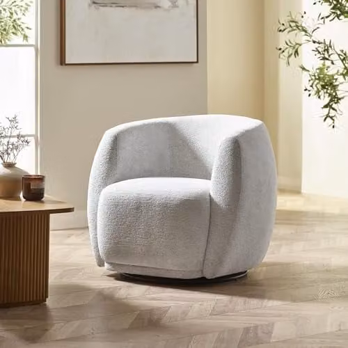 Julian Bowen Bowline Beige Fabric Swivel Tub Chair, W/D/H: 70.5 x 85 x 78 cm – 2