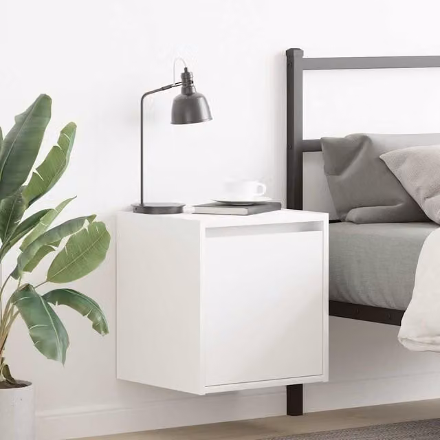 Berkfield Home Wall-Mounted Bedside Cabinets, 2 Pack, White, W/D/H: 38 x 34 x 40 cm – 1