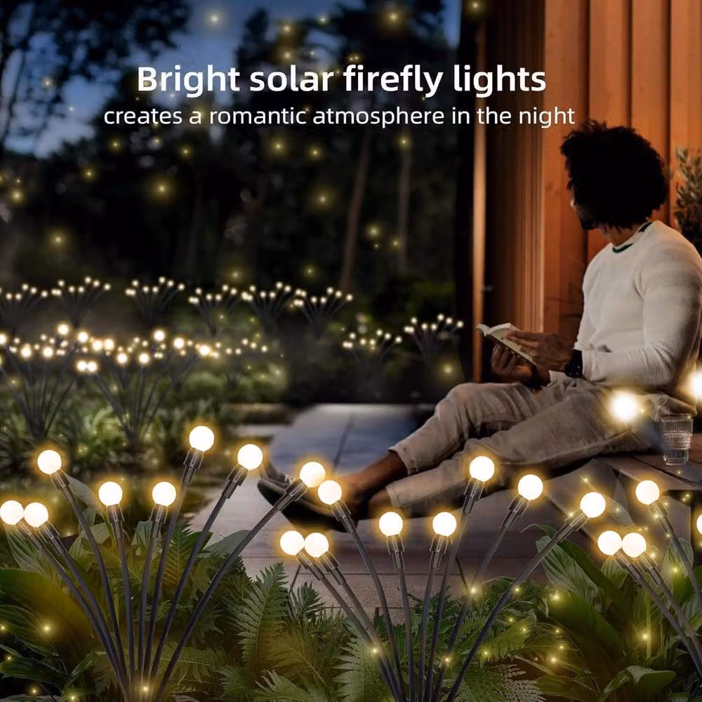Garwarm Waterproof Solar Garden Firefly Decorative Lights with Multicolour RGB Effect and Dusk Sensor – 5