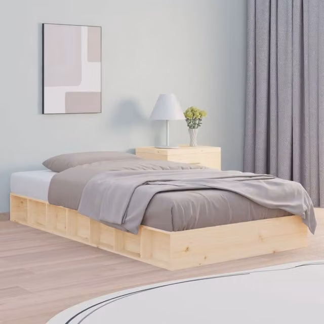 Berkfield Home Solid Pine Wood Bed Frame in Brown, W/D/H: 90 x 200 cm – 1