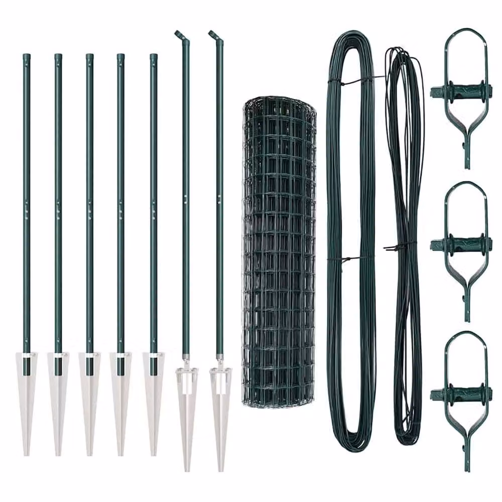 Berkfield Home Green Euro Fence with 7 Spike Posts, Galvanised Steel, W: 10 m, H: 1 m – 4