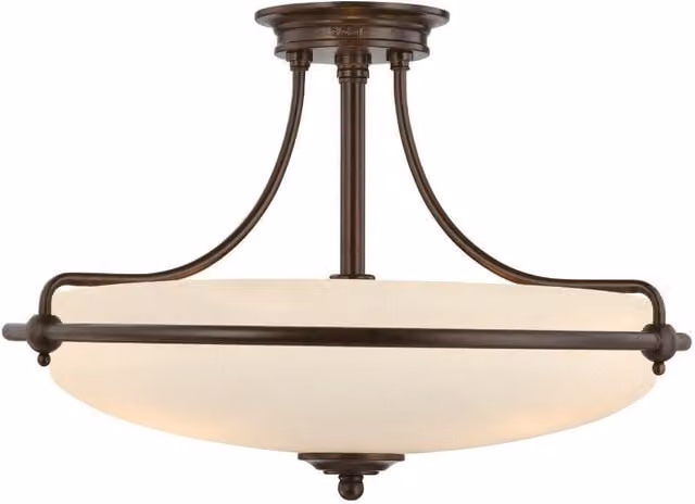 Loops Semi Flush Ceiling Light in Palladian Bronze with Glass Detail, E27 LED Compatible – 1