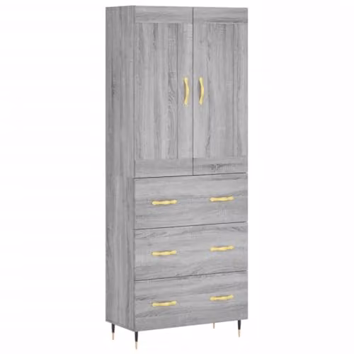 vidaXL Modern Grey Highboard with Hinged Doors and Internal Shelves, W/D/H: 69.5 x 34 x 180 cm – 1