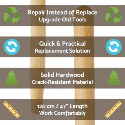 SolaDirect 2 x Brown Hardwood Replacement Shafts for Rake or Hoe, Length: 120 cm, Weight: 800g each – 3