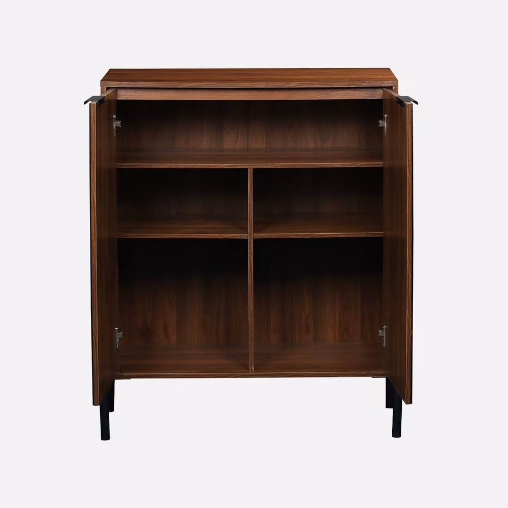 sweeek Vintage Walnut Wooden Effect Sideboard in Brown and Black, W: 83 cm, D: 38 cm, H: 32.3 cm – 2