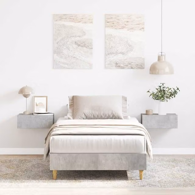 Berkfield Home Small Single Bed Frame in Concrete Grey, Engineered Wood