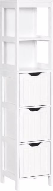 EONLION Slim Modern Bathroom Storage Unit with 3 Drawers in White Matt