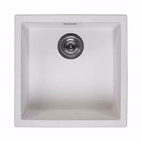 Reginox Amsterdam 40 PW Single Bowl Integrated Regi-Granite Kitchen Sink, Pure White