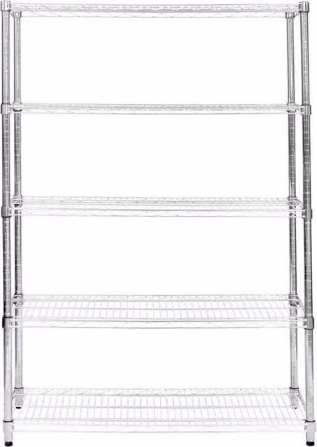 Kukoo Silver Metal Wire Racking with Adjustable Shelves, W/D/H: 45 x 150 x 180 cm – 1