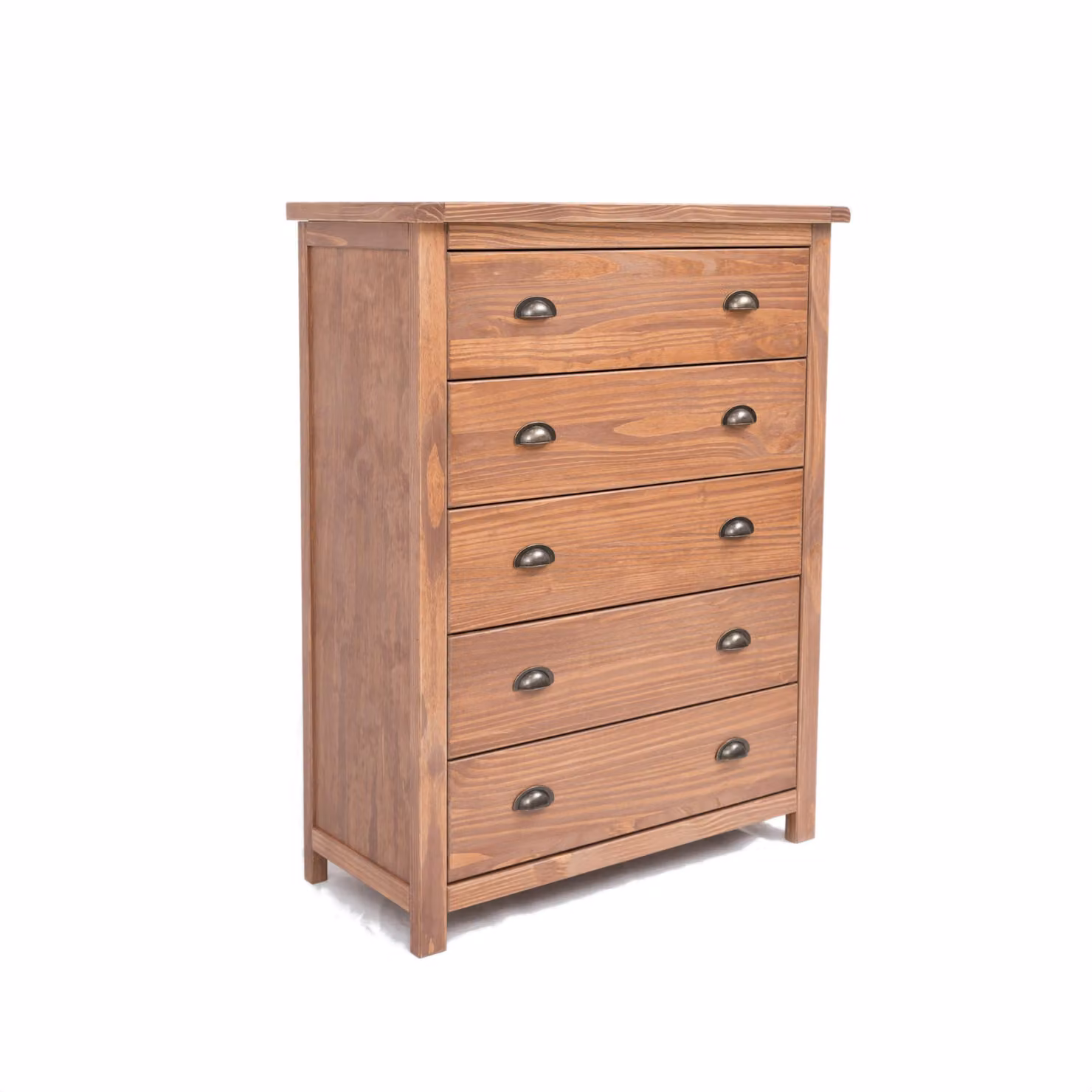 Cabinet Bits Padua 5 Drawer Chest of Drawers in Brown Pine with Antique Brass Cup Handles – 2