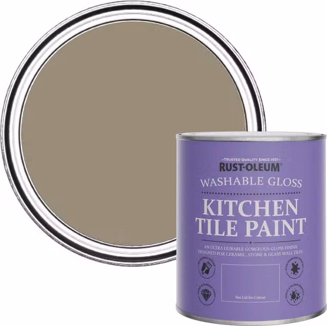 Rust-Oleum Water-Based Kitchen Tile Paint in Gloss Finish, Caf Luxe, Brown, 0.75 l