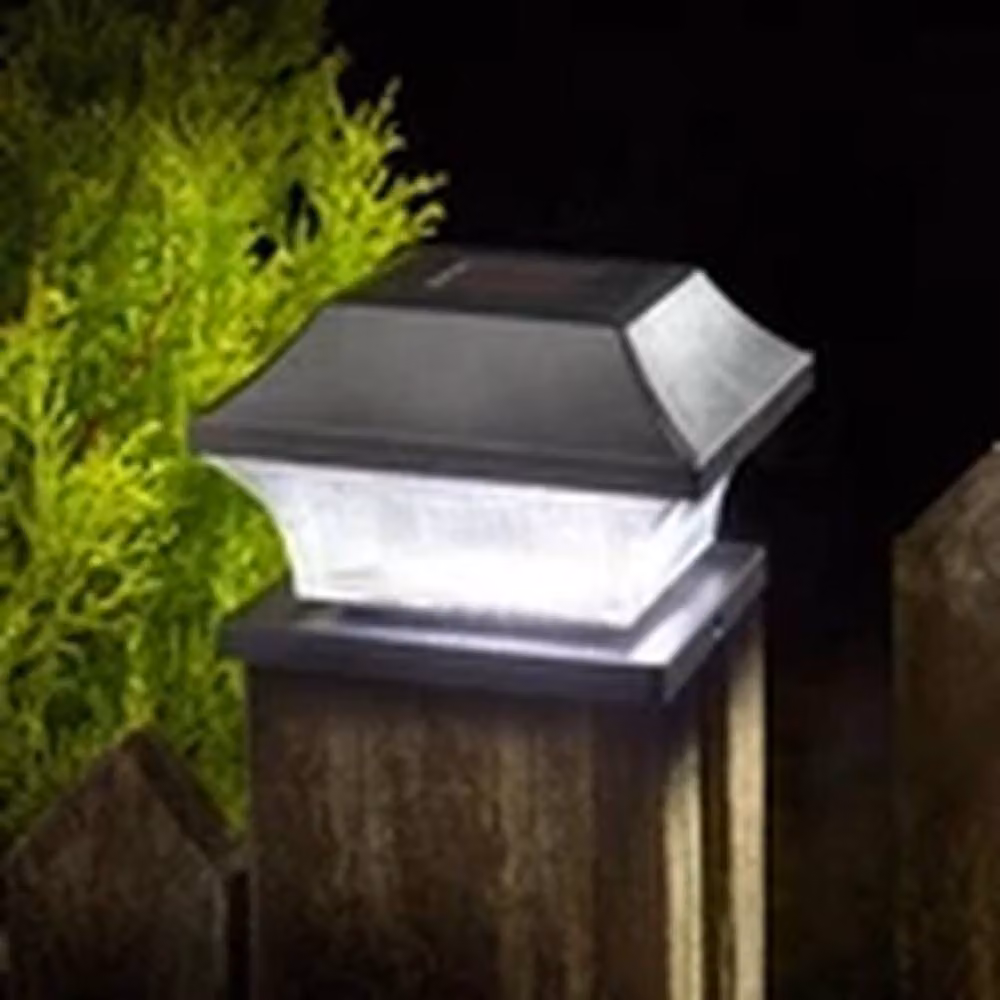 EONLION Solar LED Square Outdoor Deck Post Light in Black – 2