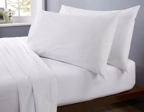 Rapport Home White Microfibre Double Sheet Set with Fitted Sheet, Flat Sheet and Pillowcases