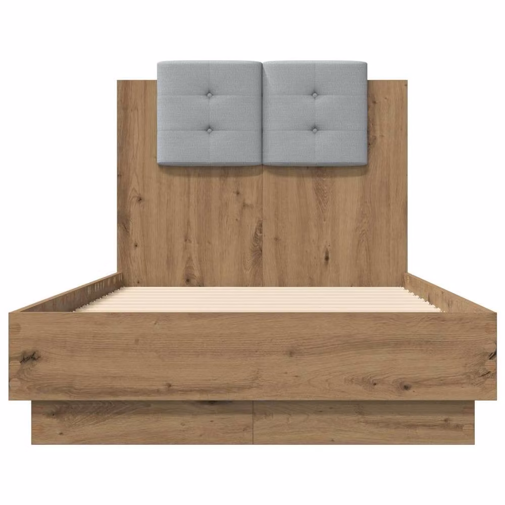 Berkfield Home Artisan Oak Bed Frame with Under-Bed LED Lighting, Brown, W/D/H: 80 x 200 cm – 2