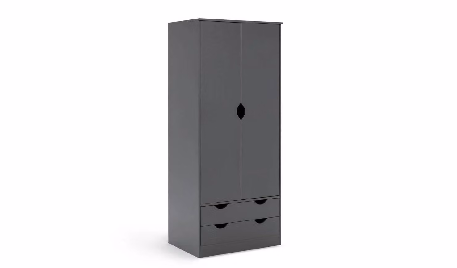 Pagnell Grey 2 Door 2 Drawer Wardrobe with Hanging Rod and Internal Drawers H 180.5 x W 76.0 x D 54.5 cm
