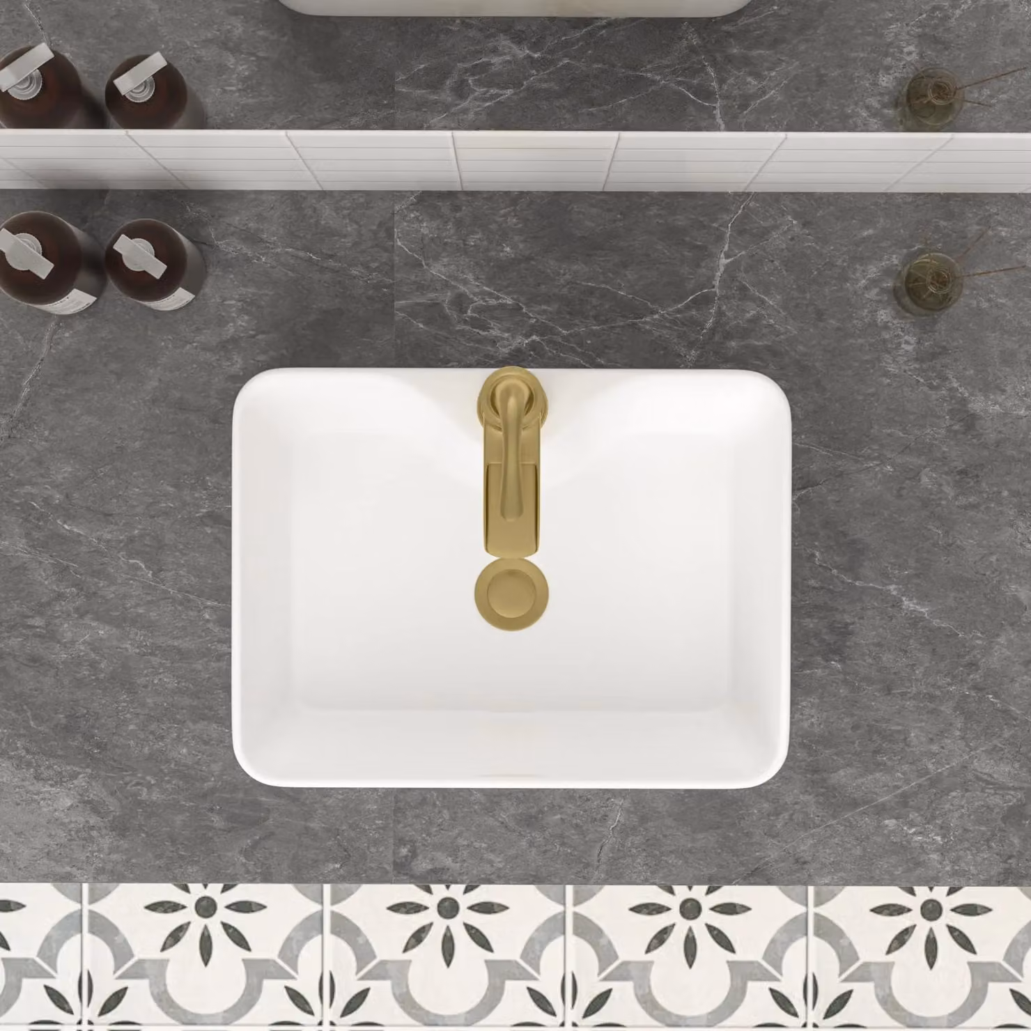 Dprodo White Ceramic Rectangular Vessel Bathroom Sink for Countertop W/D/H: 83 x 40 x 13.5 cm – 2