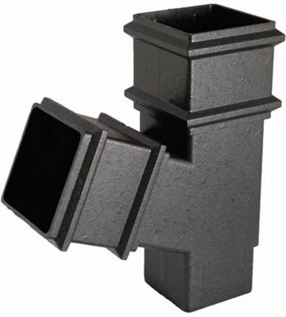 FloPlast 65mm Grey PVC 67 Degree Square Pipe Branch with Cast Iron Effect