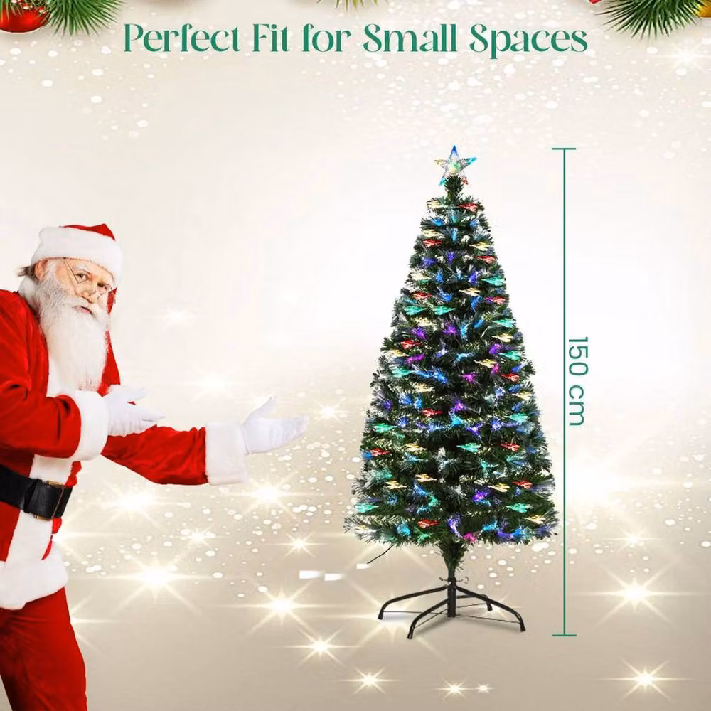 SPETLEK 5ft Green Fiber Optic Christmas Tree with Colour Changing LED Lights – 2