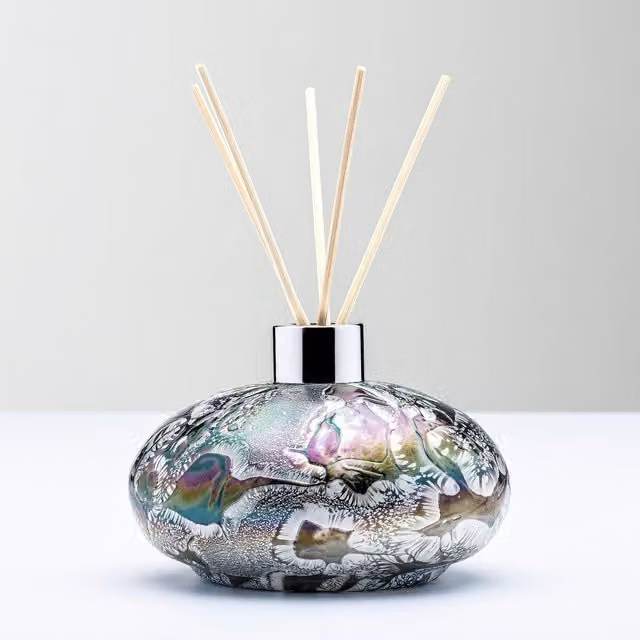 Sienna Glass Oval Reed Diffuser in Silver and Multicolour