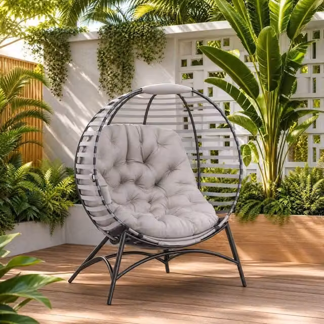 STILVORA Egg Chair with Cushion and Side Pocket in Grey – 1