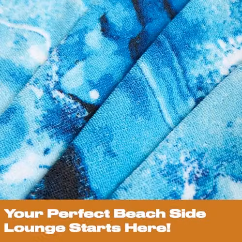OHS Quick-Dry Microfibre Marble Print Beach Towel in Petrol Blue, W/H: 71 x 152 cm – 3