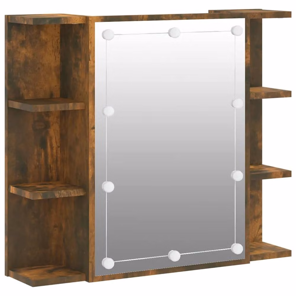 Berkfield Home Mirror Cabinet with LED Lighting in Smoked Oak Brown, W/D/H: 70 x 16.5 x 60 cm – 2