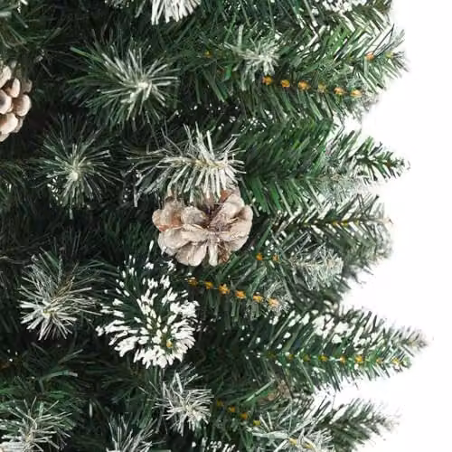 vidaXL Artificial Slim Cone Christmas Tree in Green and White, Height: 210 cm – 7