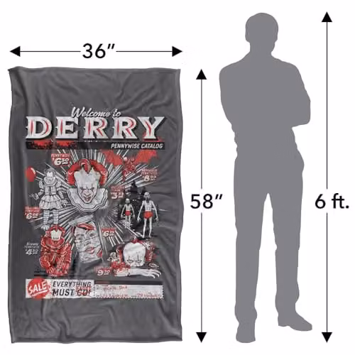 LOGOVISION IT Welcome to Derry Pennywise Catalogue Super Soft Silky Touch Fleece Throw Blanket, Multicolour, W: 91.44 cm, L: 147 cm – 4
