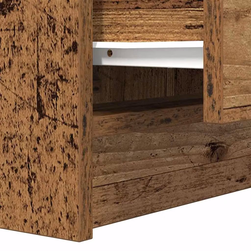 Berkfield Home Bedside Cabinet with 2 Drawers in Brown Old Wood, W/D/H: 38 x 34 x 80 cm – 5