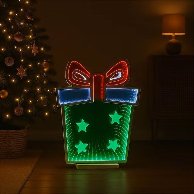 Xmas Haus Multicolour LED Giftbox Infinity Light, W: 42 cm, H: 56 cm