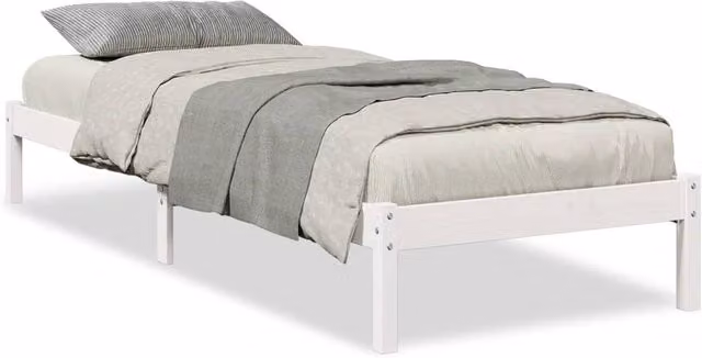 Berkfield Home Extra Long Solid Wood Pine Bed Frame in White, W: 90 cm, L: 220 cm