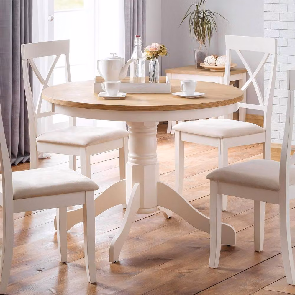 Cheshire Premium Davenport Round Oak Wood Pedestal Dining Table, Diameter: 106 cm – 2