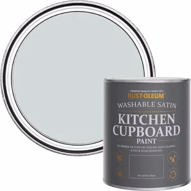 Rust-Oleum Water-Based Satin Kitchen Cupboard Paint in Grey, 0.75 l – 1
