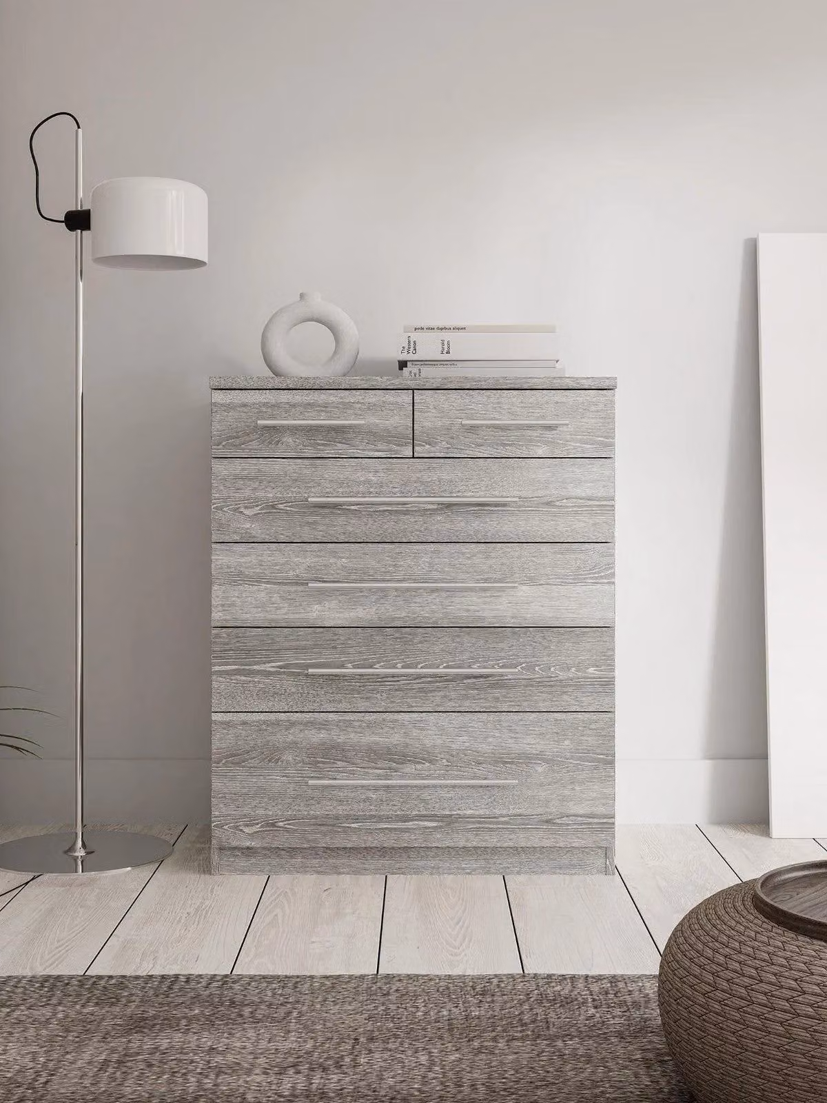 Prague Grey Chest of Drawers with 4 Large and 2 Small Drawers for Bedroom Storage