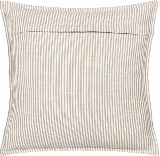 Truro Stripe Reversible Cotton Cushion in Beige and Yellow