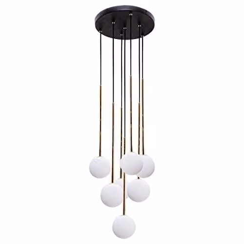 Netlighting Zumaline Ali Cluster Pendant Ceiling Light in Black with 7 x G9 Glass Spheres