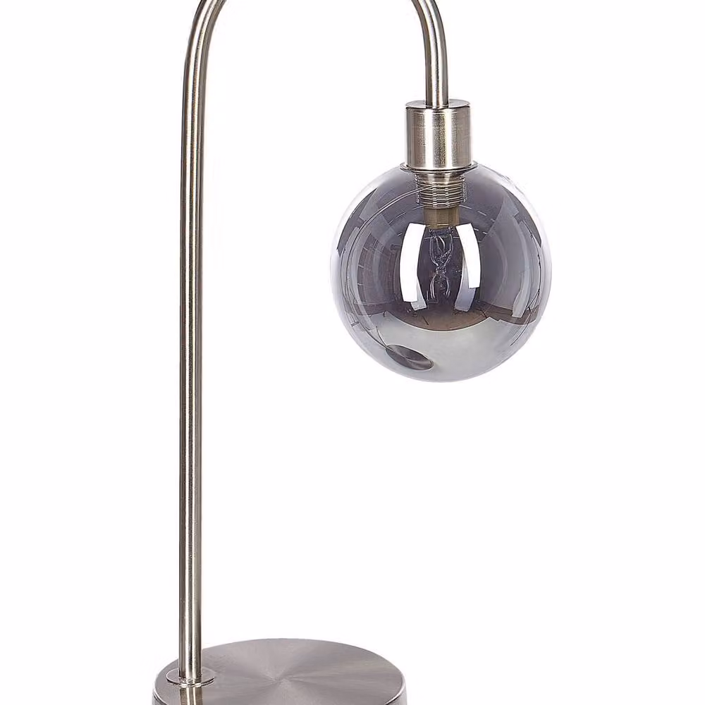 Wyld and Coco Modern Glam Table Lamp in Silver with Round Transparent Glass Shade – 2